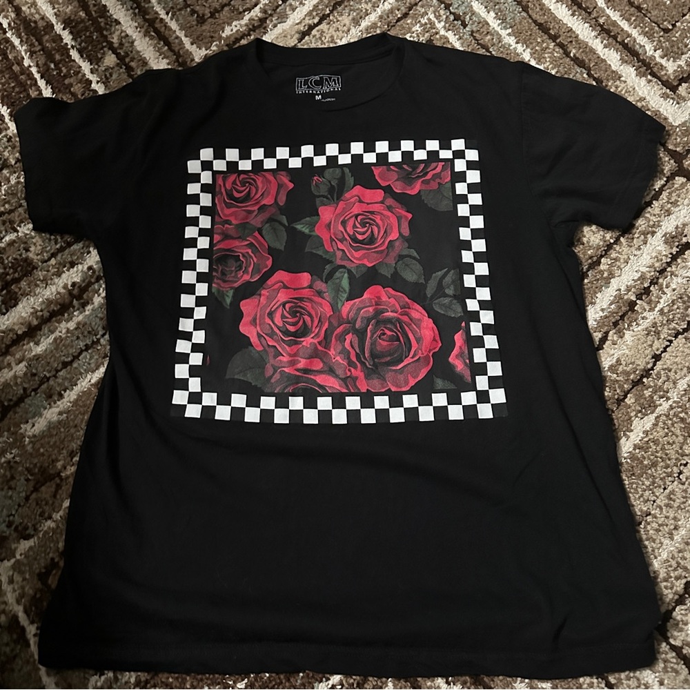 LCM Black Shirt With Roses Size Medium